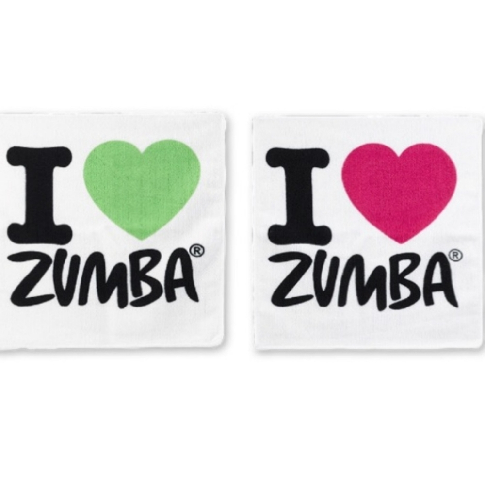 Set of 2 "I ❤ Zumba" Hand Towels New